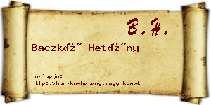 Baczkó Hetény névjegykártya